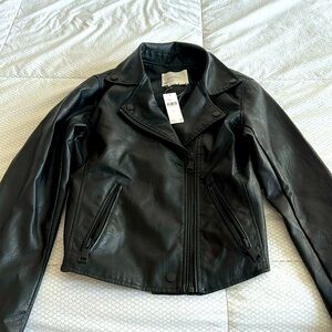 Anthropologie Saige Faux-Leather Moto Jacket
